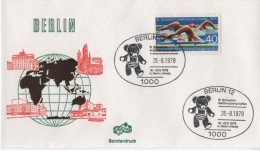 Germany Deutschland 1978 FDC III. Schwimm-Weltmeisterschaften, Swimming World Championships, Bear Toy, Berlin - 1971-1980