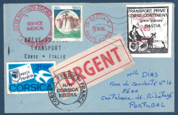 LETTRE GREVE POSTALE BASTIA 1995 VIGNETTE TRANSPORT PRIVÉ CORSE CONTINENT + TIMBRE ITALIEN URGENT CORSICA FERRIES - Documenten