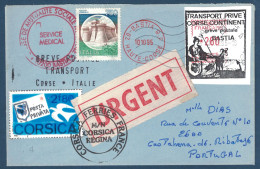 LETTRE GREVE POSTALE BASTIA 1995 VIGNETTE TRANSPORT PRIVÉ CORSE CONTINENT + TIMBRE ITALIEN URGENT CORSICA FERRIES - Documentos