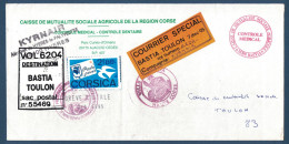 LETTRE GREVE POSTALE 1995 VIGNETTE COURRIER SPECIAL BASTIA CORSE TOULON TIMBRE POSTA CORSA VOL 6204 TRANSPORT PRIVÉ - Documentos