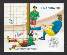 SD)1997 CUBA DE LS FOOTBALL SERIES, FOOTBALL WORLD CUP FRANCE 98', SOUVENIR SHEET, MNH - Otros & Sin Clasificación