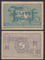 BDL Bank Deutscher Länder 5 Pfennig 1948 Ro 250b F/VF (3/4)    (27772 - Andere & Zonder Classificatie