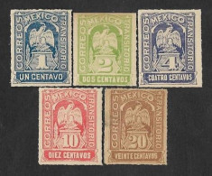 SE)1914 MEXICO, TRANSIENTS, COAT OF ARMS 1C SCT354, 2C SCT355, 4C SCT356, 10C SCT358 & 20C SCT359, MINT - Mexico