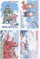 North Korea 2009 Happy New Year Postal Cards  5 Pcs - Corea Del Norte