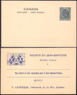 A42 169 Canada Carte Postale George VI 1c Vert Société St-Jean Baptiste - 1903-1954 Reyes
