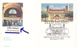 A42 135 US Postcard Ellis Island FDC - Ellis Island