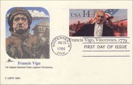 A42 93 US Postcard Francis Vigo 1779 FDC - American Indians