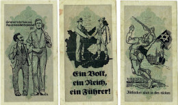 Set 6 WW2 Germany Nazi Propaganda FORGERY Overprint On Genuine 1000 Mark 1923 Banknote VF- (tear) - Andere & Zonder Classificatie