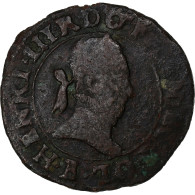 France, Henri III, Double Tournois, Rouen, Cuivre, TB, CGKL:112 - 1574-1589 Henry III