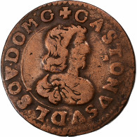 France, Gaston D'Orléans, Double Tournois, 1642, Trévoux, Cuivre, TB+ - Andere & Zonder Classificatie