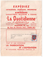 ENVELOPPE PUBLICITAIRE LA QUOTIDIENNE AVEC PREO 4 FR ANJOU . LOT 261 - Autres & Non Classés