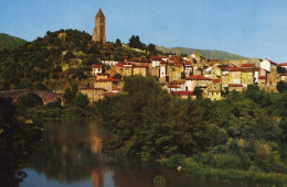 34167 02 01 - OLARGUES - VUE GENERALE AVEC LA TOUR CLOCHER ET LE PONT DU DIABLE SUR LE JAUR - Saint-Pons-de-Thomières