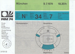 Footbal Ticket Germany World Cup 1974 - Covers & Documents