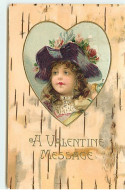 Carte Gaufrée - A Valentine Message - Portrait D'une Fillette Dans Un Coeur - Saint-Valentin