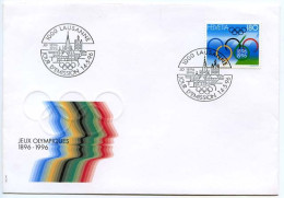 FDC Enveloppe Neuve Centenaire Des Jeux Olympiques Premier Jour D'émission Lausanne 14 Mai 1996 - Other & Unclassified