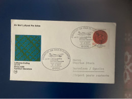 1 Enveloppe FDI De Lufthansa De 1977 Pour Le 1er Vol Airbus Sur Frankfort - Barcelone - 1971-1980