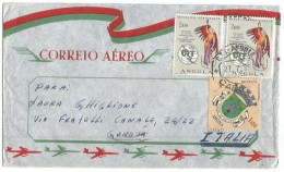 Angola Airmail Cover Cabinda 27jul1965 To Italy With UIT 2$50 X2pcs + Malanje CofArms 1$50 - Angola