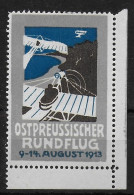 Deutsches Reich 1913 Ostpreussischer Rundflug Flugzeug Aeroplane Spendenmarke Cinderella Vignet Werbemarke Propaganda - Vignettes De Fantaisie