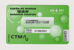 MACAU - Scratch Coupon Remote Phonecard - Macao