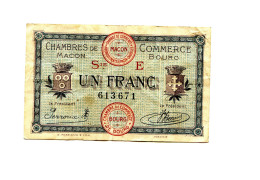 1 Franc Chambre De Commerce Macon Bourg 1920 - Cámara De Comercio