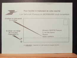 Code Postal. Feuillet Explicatif Pour Les Codes Postaux Cedex De VANNES Et LORIENT - Lettere