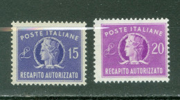 Italie  Yvert  Express 36/37  Ou  Sassone Recapito Autirizzato  10/11   * *  TB  - Express/pneumatic Mail