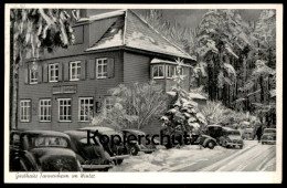 ALTE POSTKARTE SANDPLACKEN IM TAUNUS GASTHAUS TANNENHEIM IM WINTER VW KÄFER VOLKSWAGEN SCHMITTEN Ansichtskarte AK Cpa - Taunus