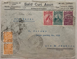 BRAZIL 1933, ADVERTISING COVER, SAID CURI AOUN 5 STAMP, 1929 SANTOS DUMENT'S AIRSHIP, AVIATION, RECIFE CITY CANCEL - Lettres & Documents