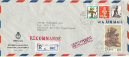 Japan Registered Air Mail Cover Sent To Denmark 24-3-1983 Topic Stamps (sent From The Embassy Of Argentina Tokyo) - Luftpost