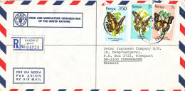 Kenya Registered Air Mail Cover Sent To Denmark 23-10-1990 Topic Stamps (sent From UN Food And Agriculture Programme Nai - Kenya (1963-...)