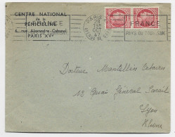 FRANCE MAZELIN 1FR PAIRE LETTRE PARIS 29 OCT 1947 AU TARIF IMPRIME - 1945-47 Ceres De Mazelin