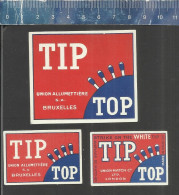 TIP TOP - UNION ALLUMETTIÈRE BRUXELLES & UNION MATCH LONDON  -  OLD MATCHBOX LABELS MADE IN BELGIUM - Boites D'allumettes - Etiquettes