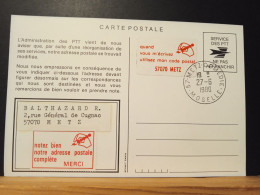 Code Postal. Carte Postale En Franchise, Oblitéré Avec Vignette  57070   METZ - Lettere