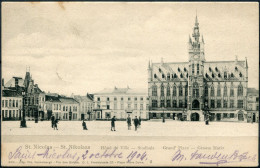 SINT NIKLAAS 1904  Gelopen Oude Kaart Met Zicht Op Grote Markt En Stadhuis - Sint-Niklaas