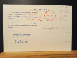 Code Postal. Carte Postale Oblitérée, BP 330  57016  METZ CEDEX - Lettres & Documents