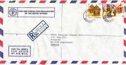 Zambia Registered Air Mail Cover Sent To Denmark 23-2-1983 Topic Stamps (from UN Food And Agriculture Organization Lusak - Zambia (1965-...)