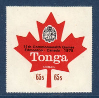 Tonga, **, Yv PA 238, Mi 665, SG 664, Jeux Du Commonwealth, Edmonton, Canada, 1978, - Tonga (1970-...)