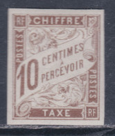 Colonies Françaises Timbres-Taxe  N° 19 X  : 10 C. Brun Non Dentelé, Trace Charnière Sinon TB - Postage Due