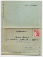 FRANCE PAIX 50C PERFORE S.L. NEUF SUR CARTE LETTRE SOCIETE LYONNAISE ROANNE LOIRE 1935 - Lettres & Documents