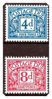D75-76 1968 1969 No Watermark Postage Dues Set Of 2 Values Mounted Mint Hrd2d - Postage Due
