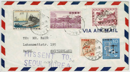 Japan / Nippon 1960, Luftpostbrief / Air Mail Itabashi - Basel (Schweiz), Missent To Seoul Korea - Storia Postale