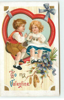N°18043 - Carte Gaufrée - Clapsaddle - To My Valentine - Deux Enfants Assis Dans Un Coeur - Valentine's Day