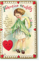 N°18041 - Carte Gaufrée - Clapsaddle - Valentine Thoughts - Fillette Jouant Avec Sa Robe - Saint-Valentin
