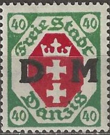 DANZIG 1921 Official - Arms Overprinted DM - 40pf. - Red And Green MH - Officials