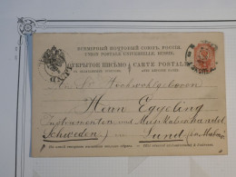 DJ 16 RUSSIE   BELLE  CARTE  ENTIER  1892   ST PETERSBURG A  LUND  SUEDE   +AFFRANCH. INTERESSANT++ - Entiers Postaux