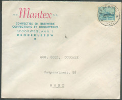 N°725 - 1Fr.35 OSTENDE-DOVER Obl. Sc Relais De TERALFENE * Sur Lettre  à En-tête (Confecties En Breiwerk MANTEX In DENDE - Cachets à étoiles