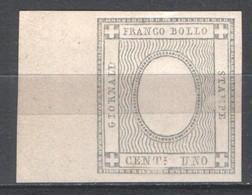 Sardegna 1861 1c. Senza Cifra Bolaffi 44B (*)/MNG VF - Firmato / Signed Avi - Sardaigne