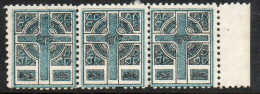 Ireland 1908 Sinn Fein Celtic Cross, Propaganda Label In Blue, Strip Of 3, Heavily Hinged Mint - Nuovi