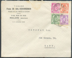 N°419-422-425-713 -  Affr. Quadricolore LION Sceau De L'Etat à 1Fr.35  Obl. Sc ROESELARE Sur Lettre  à En-tête (Frans DE - 1935-1949 Sellos Pequeños Del Estado