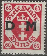 DANZIG 1921 Official - Arms Overprinted DM -  60pf. - Red MH - Dienstzegels